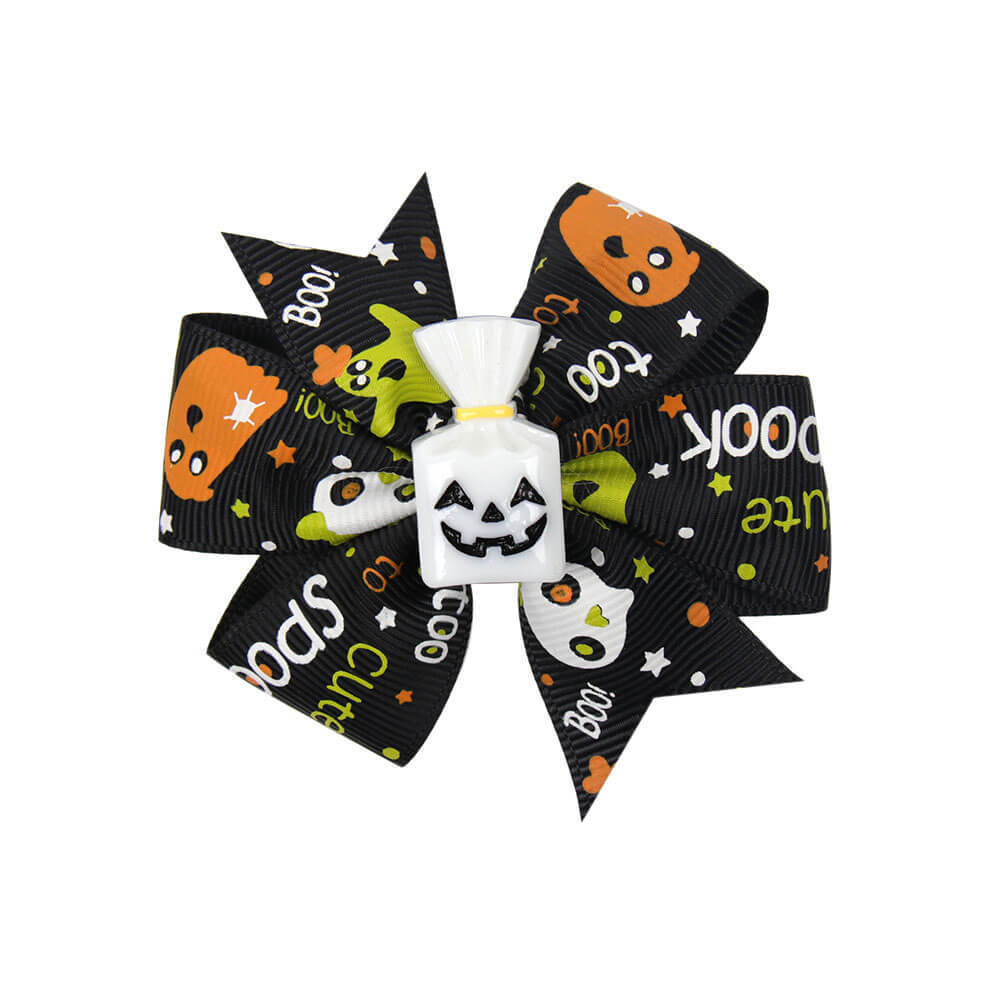 Halloween Printed Ribbon Pinwheel Hair Bows