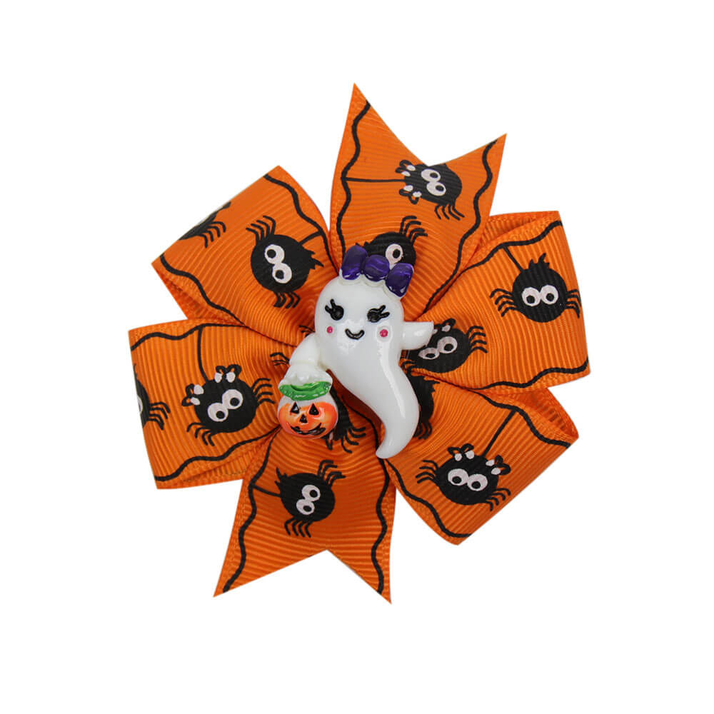 Halloween Printed Ribbon Pinwheel Hair Bows