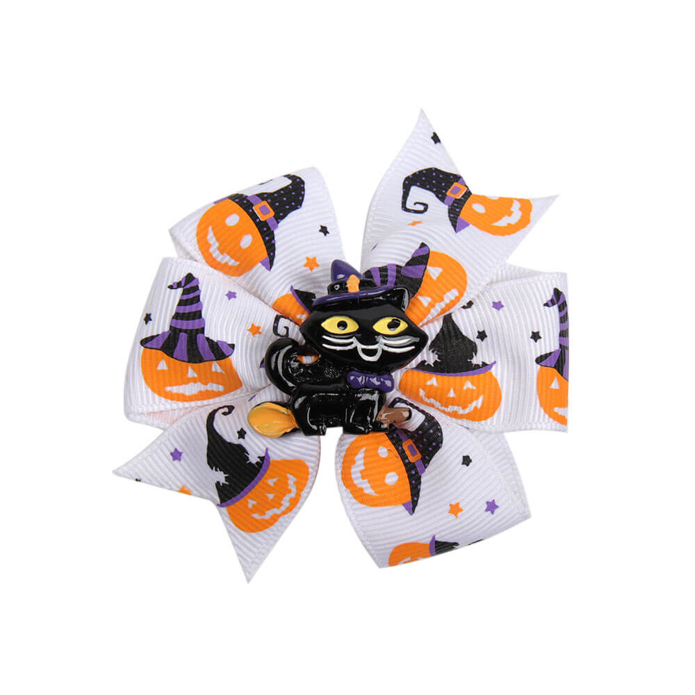 Halloween Printed Ribbon Pinwheel Hair Bows