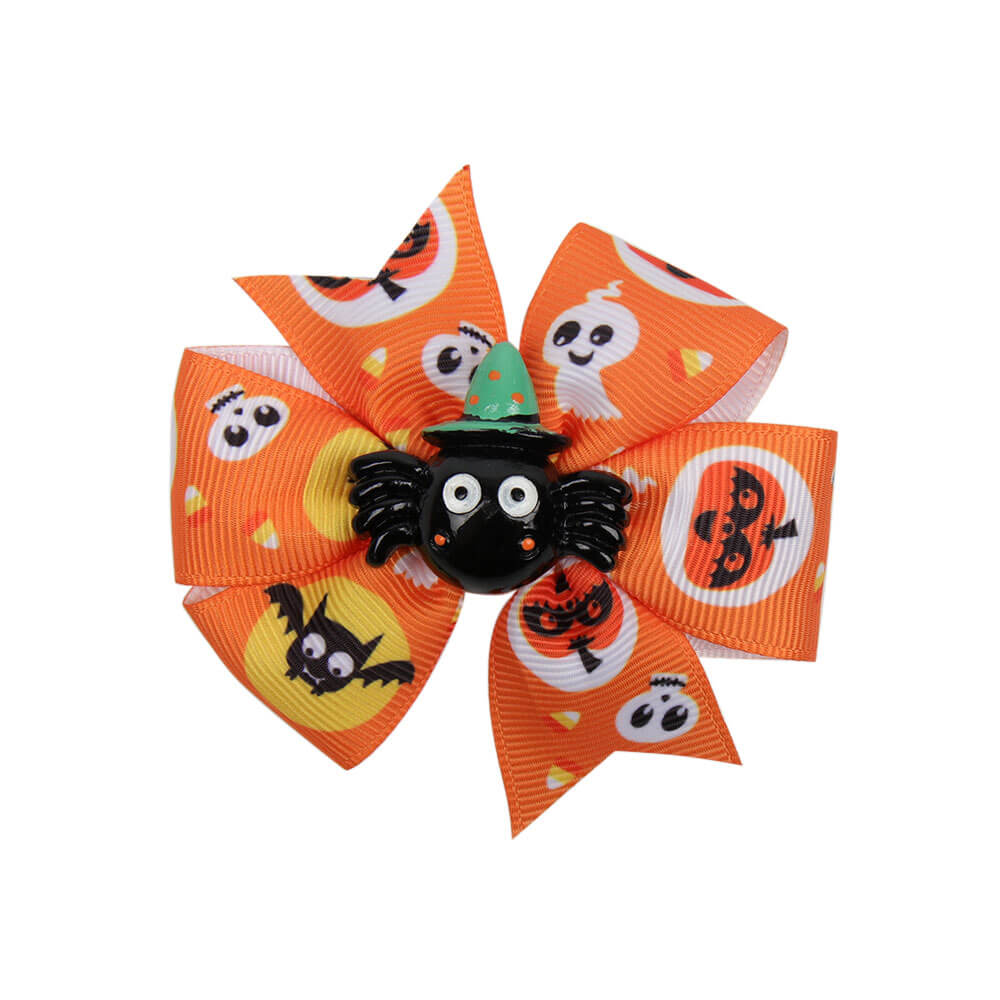 Halloween Printed Ribbon Pinwheel Hair Bows