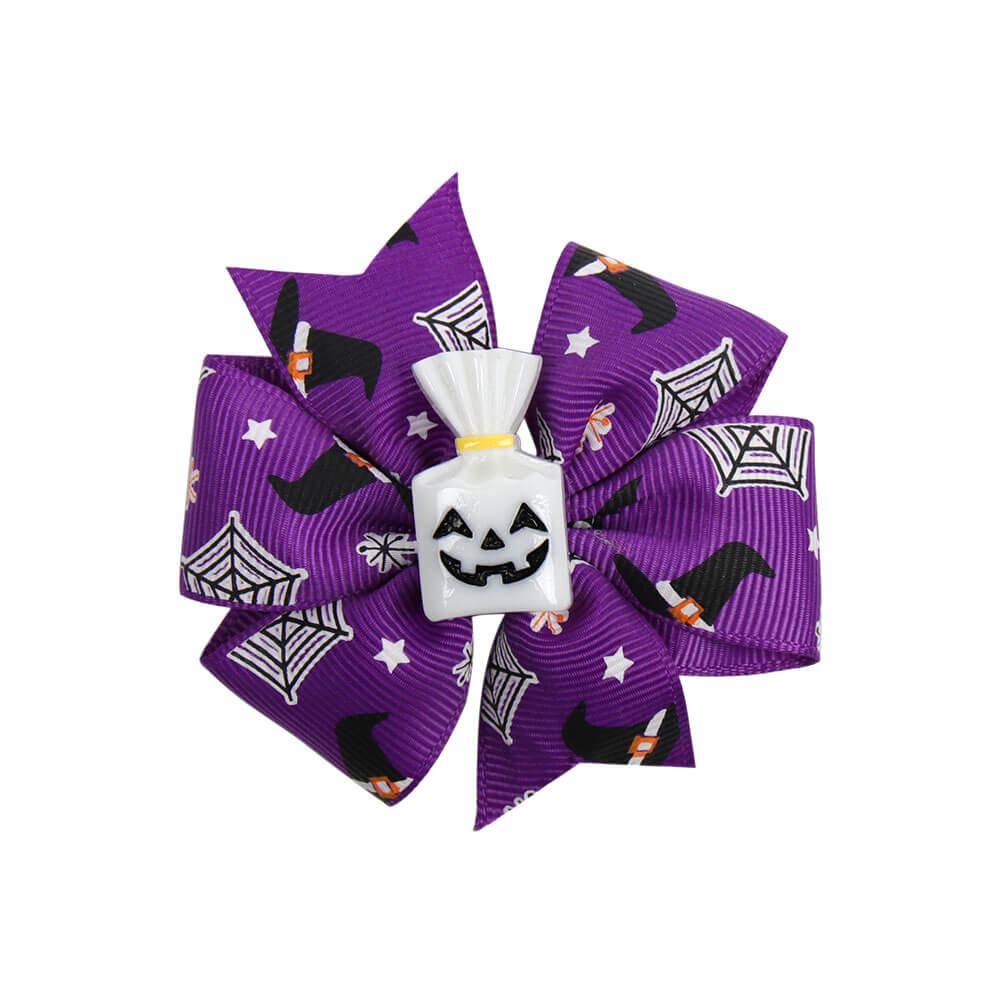 Halloween Printed Ribbon Pinwheel Hair Bows