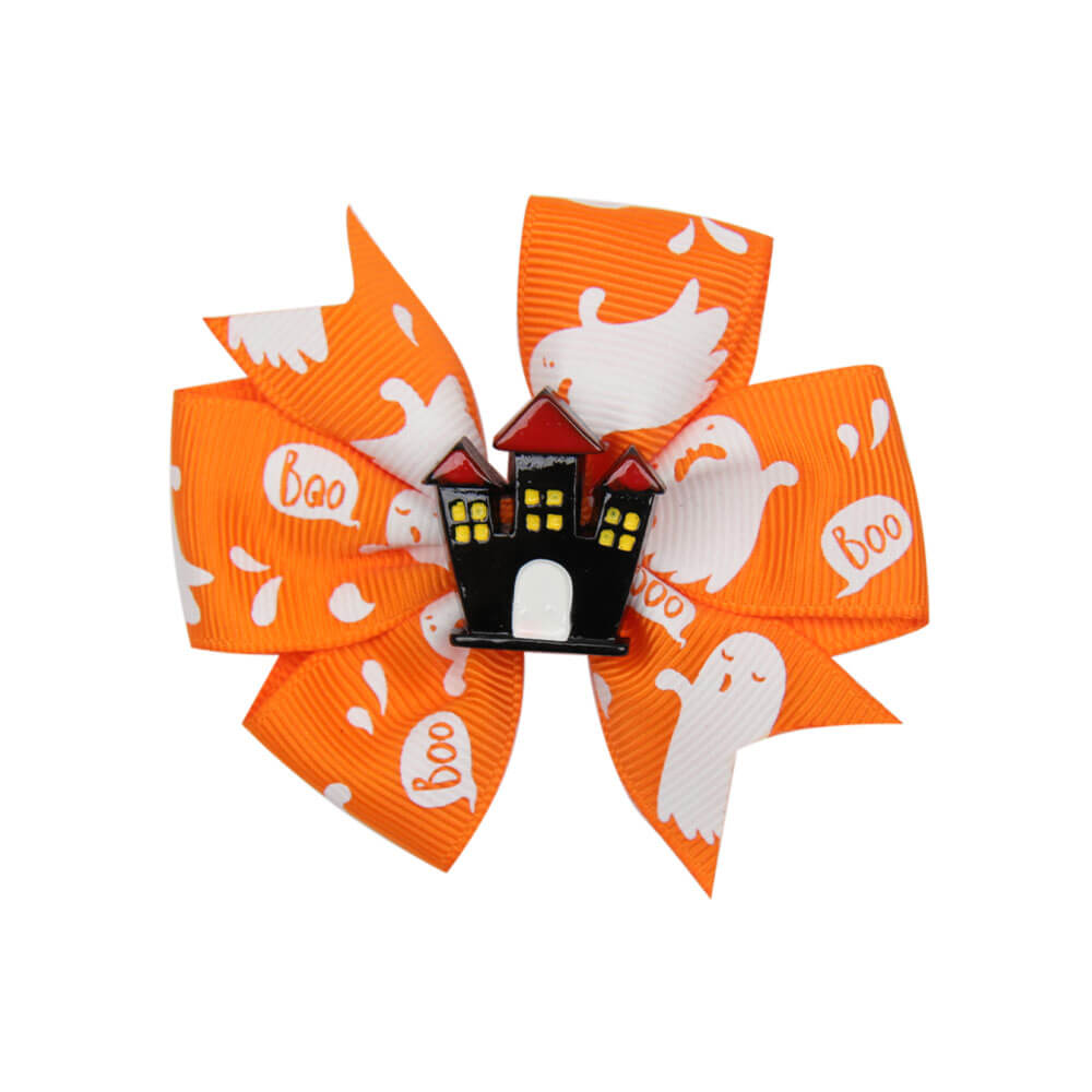 Halloween Printed Ribbon Pinwheel Hair Bows