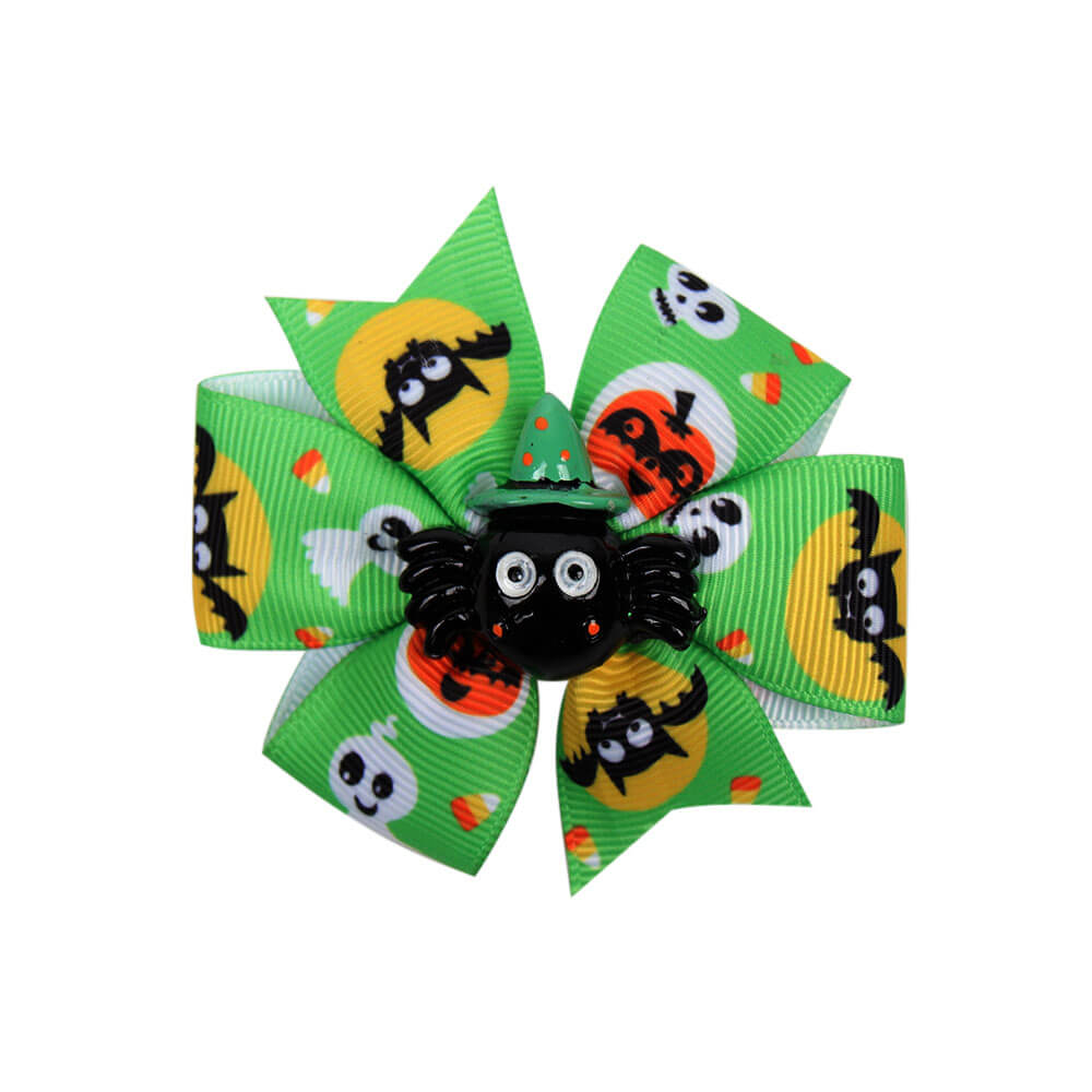 Halloween Printed Ribbon Pinwheel Hair Bows