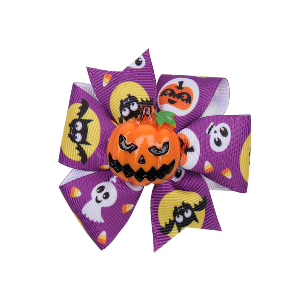 Halloween Printed Ribbon Pinwheel Hair Bows