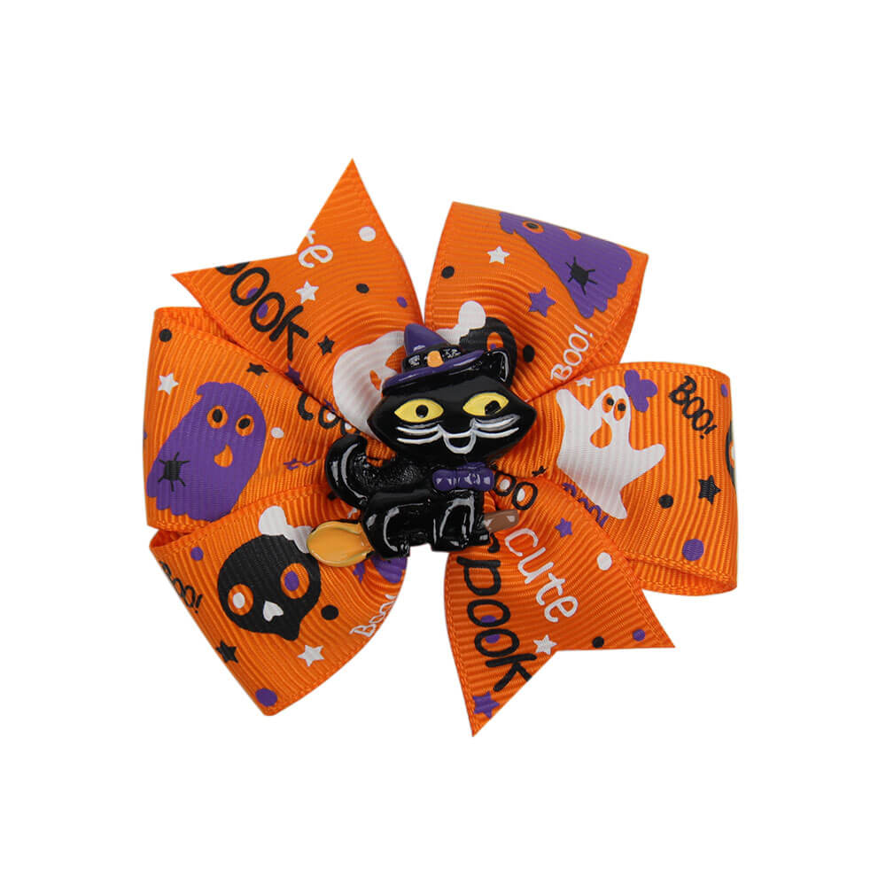 Halloween Printed Ribbon Pinwheel Hair Bows