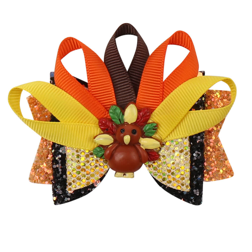 Thanksgiving Turkey Hair Bow Clips