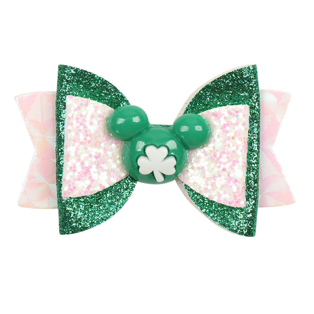30Pcs Shamrock 3 Inch Glitter Hair Bows