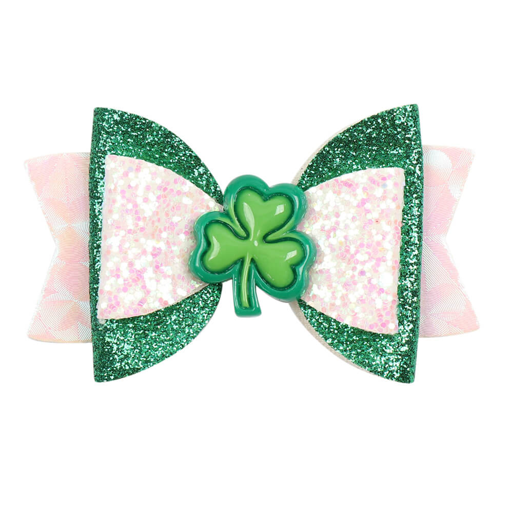 30Pcs Shamrock 3 Inch Glitter Hair Bows