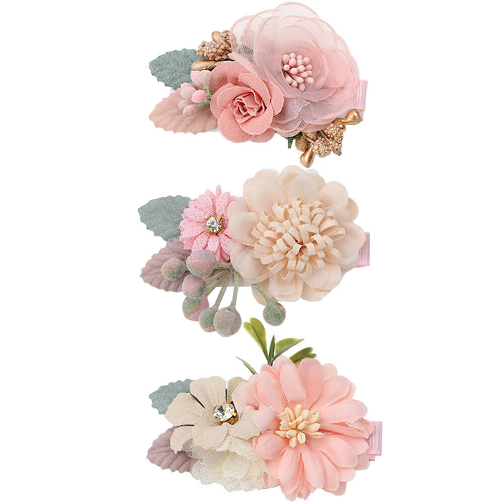 Flower Hair Clips for Little Girls-3pcs