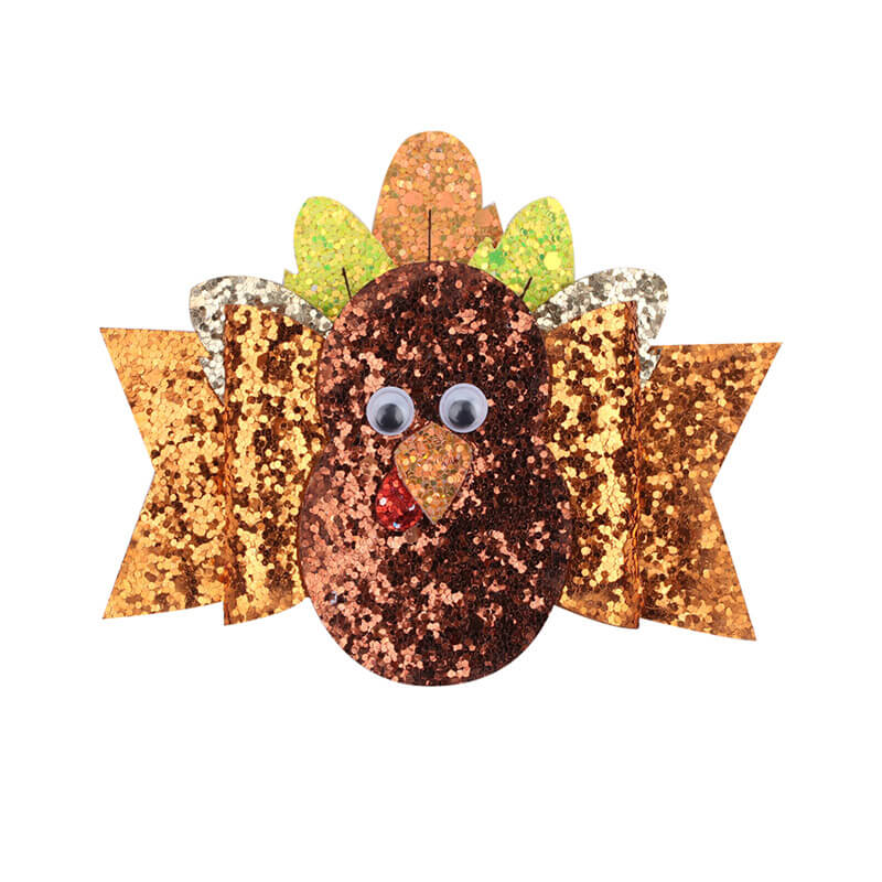 Thanksgiving Glitter Turkey Hair Clips