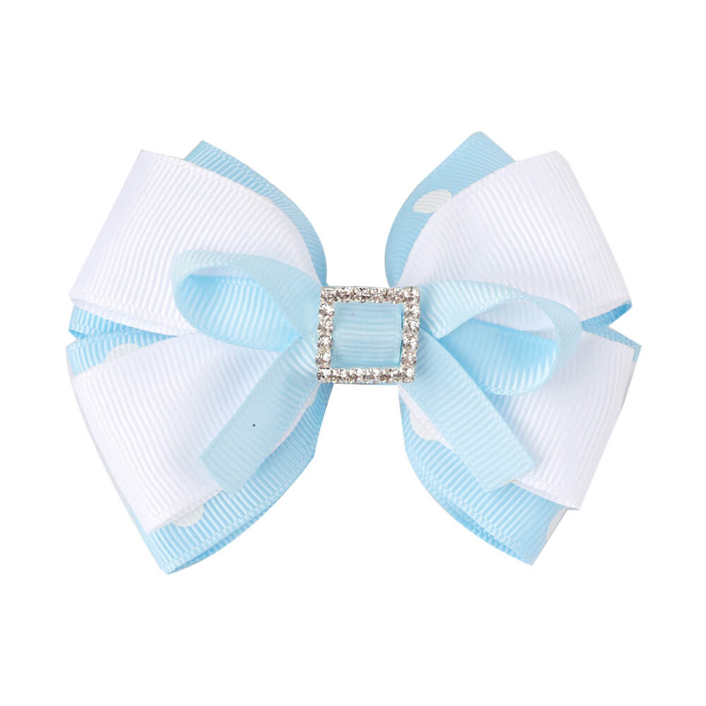 Rhinestone Polka Hair Bow Clips