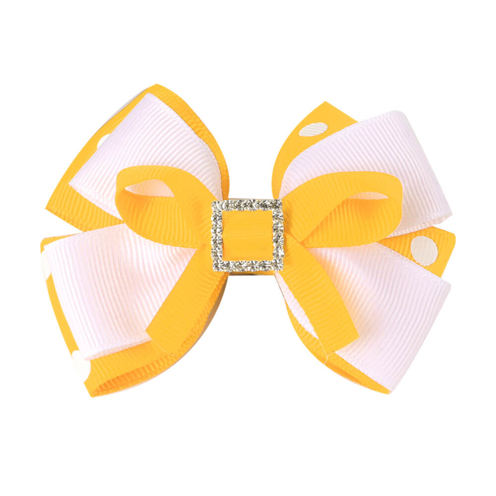 Rhinestone Polka Hair Bow Clips