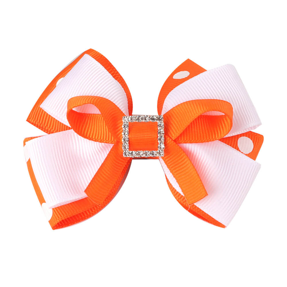 Rhinestone Polka Hair Bow Clips