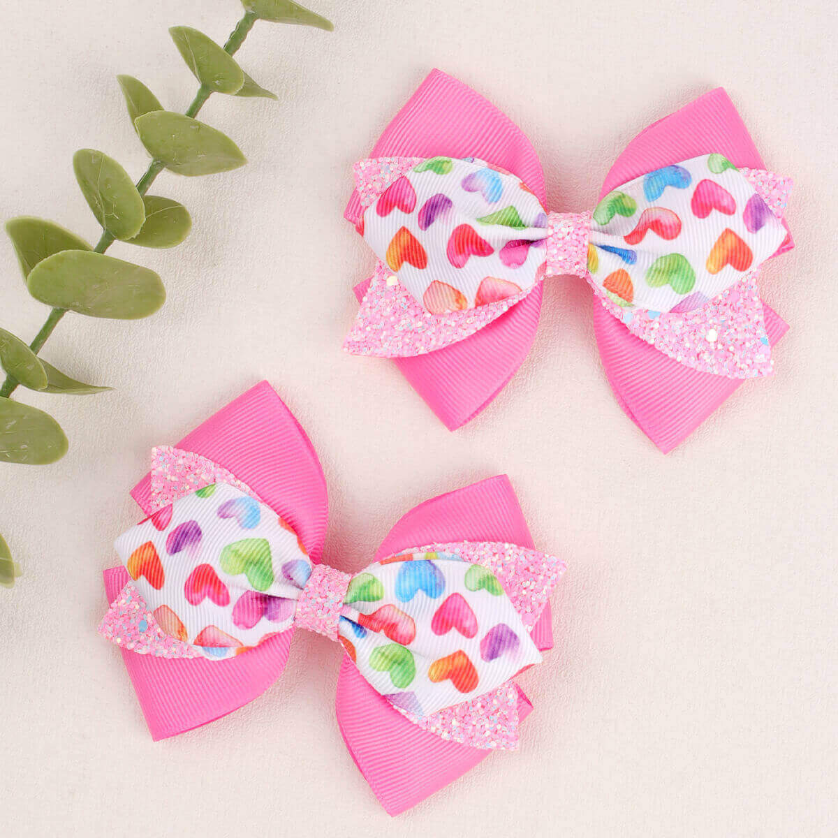Neon Color Leopard Stars Hair Bows
