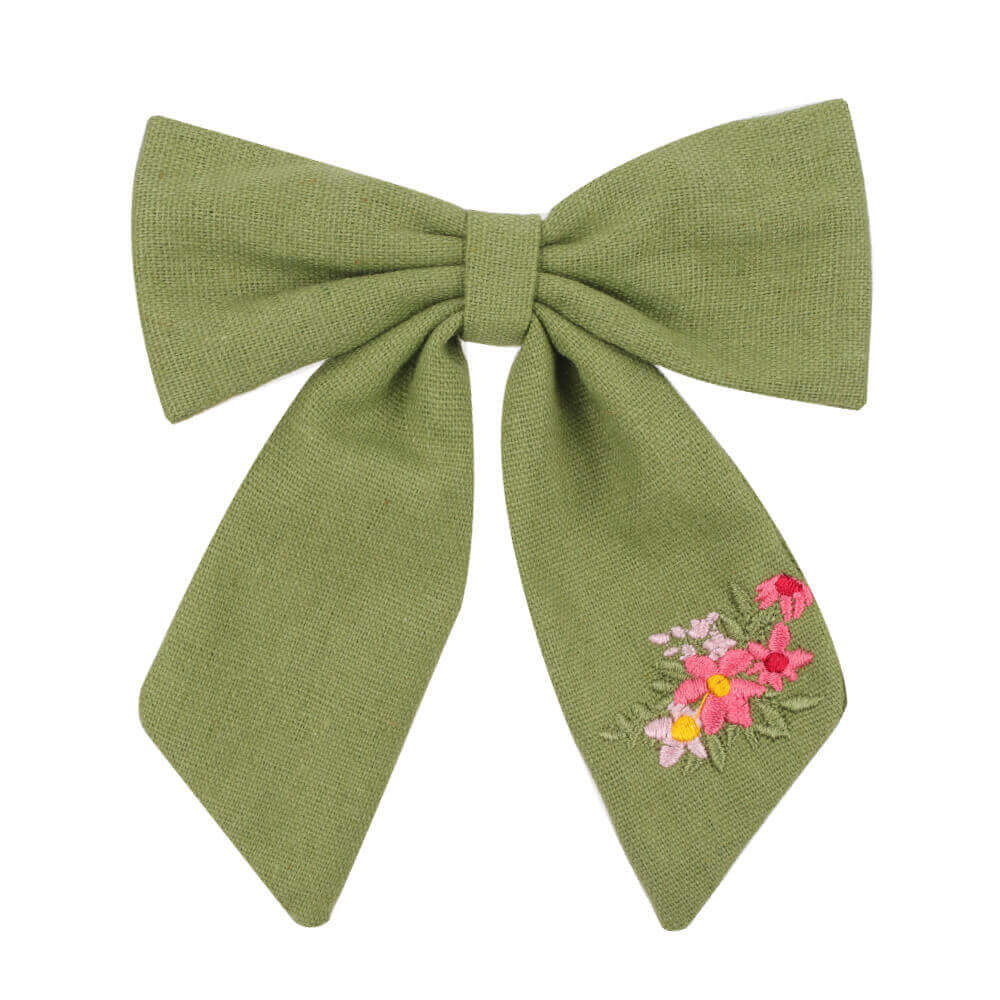 5'' Embroidered Flower Cheer Bows