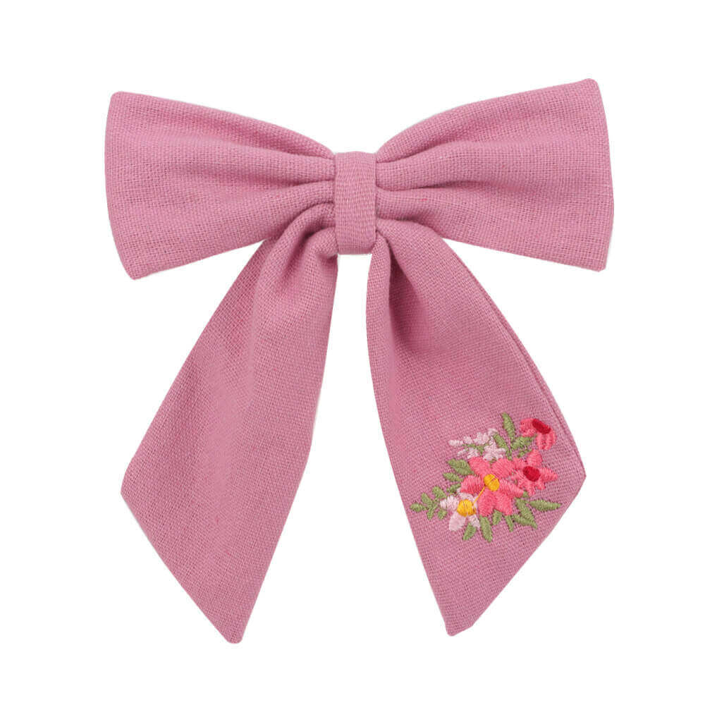 5'' Embroidered Flower Cheer Bows