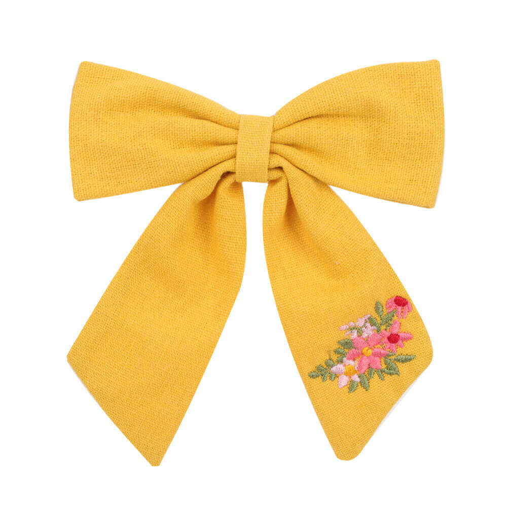 5'' Embroidered Flower Cheer Bows