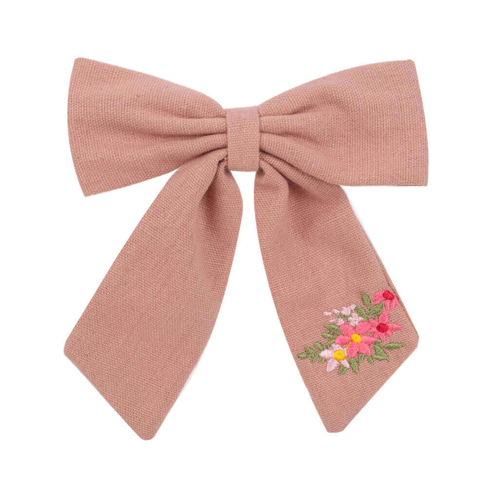 5'' Embroidered Flower Cheer Bows