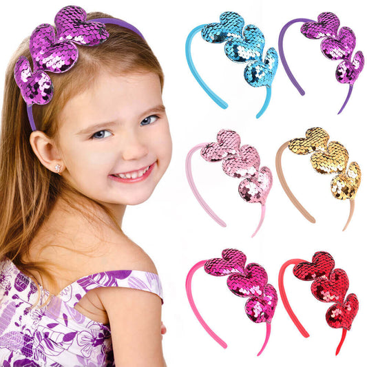 Love Heart Sequin Hairbands for Girls
