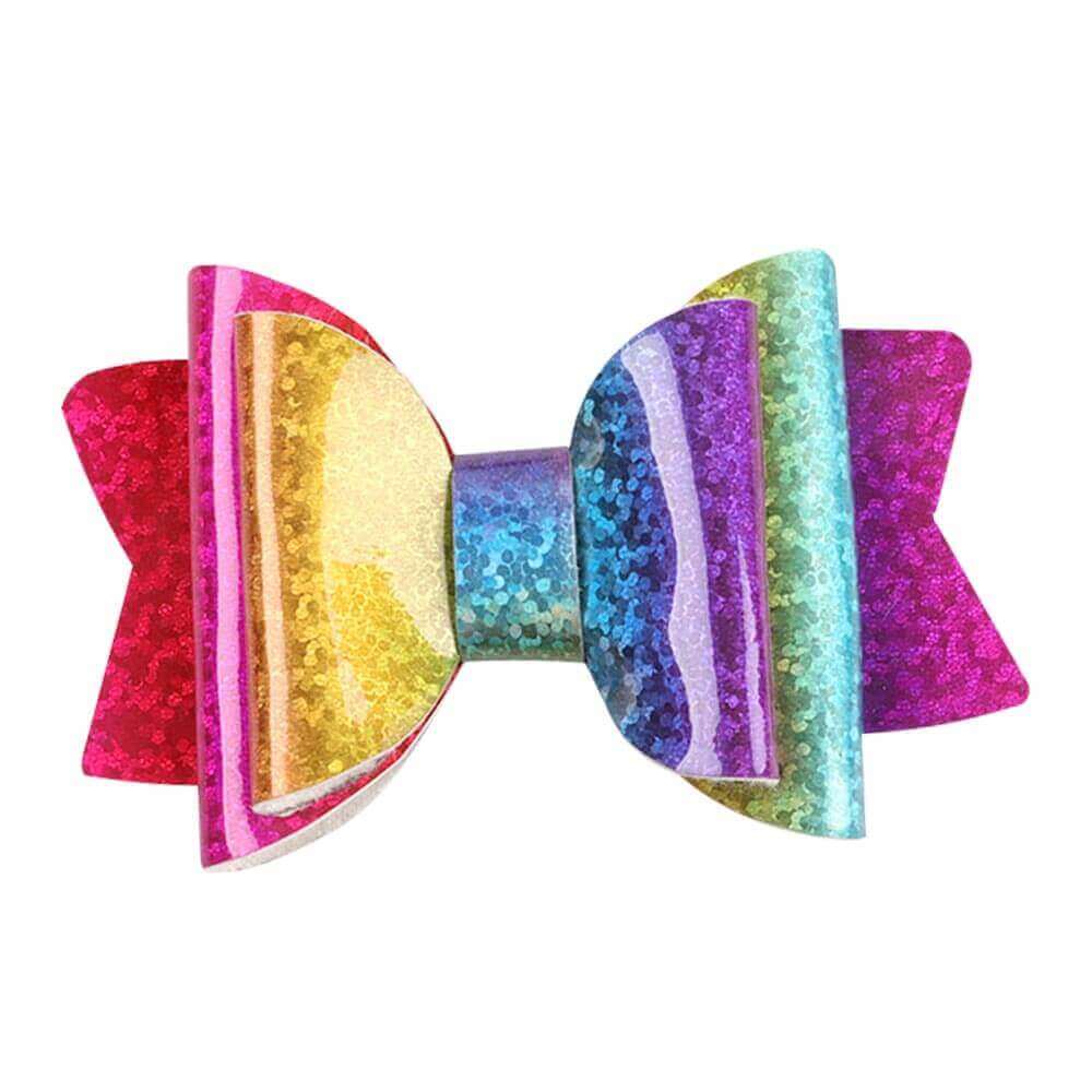 Laser Leather Bow Hair Barrettes