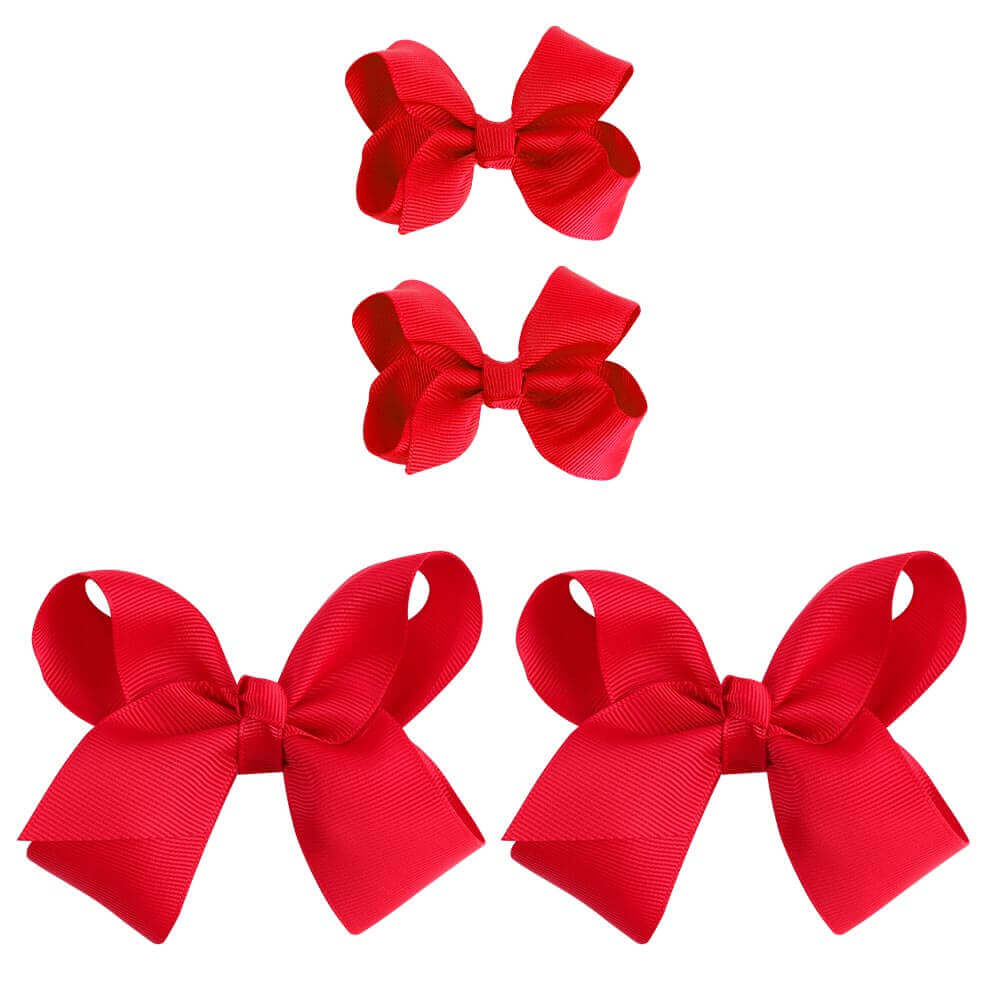 4PCS Red Wine Grosgrain Hair Bows