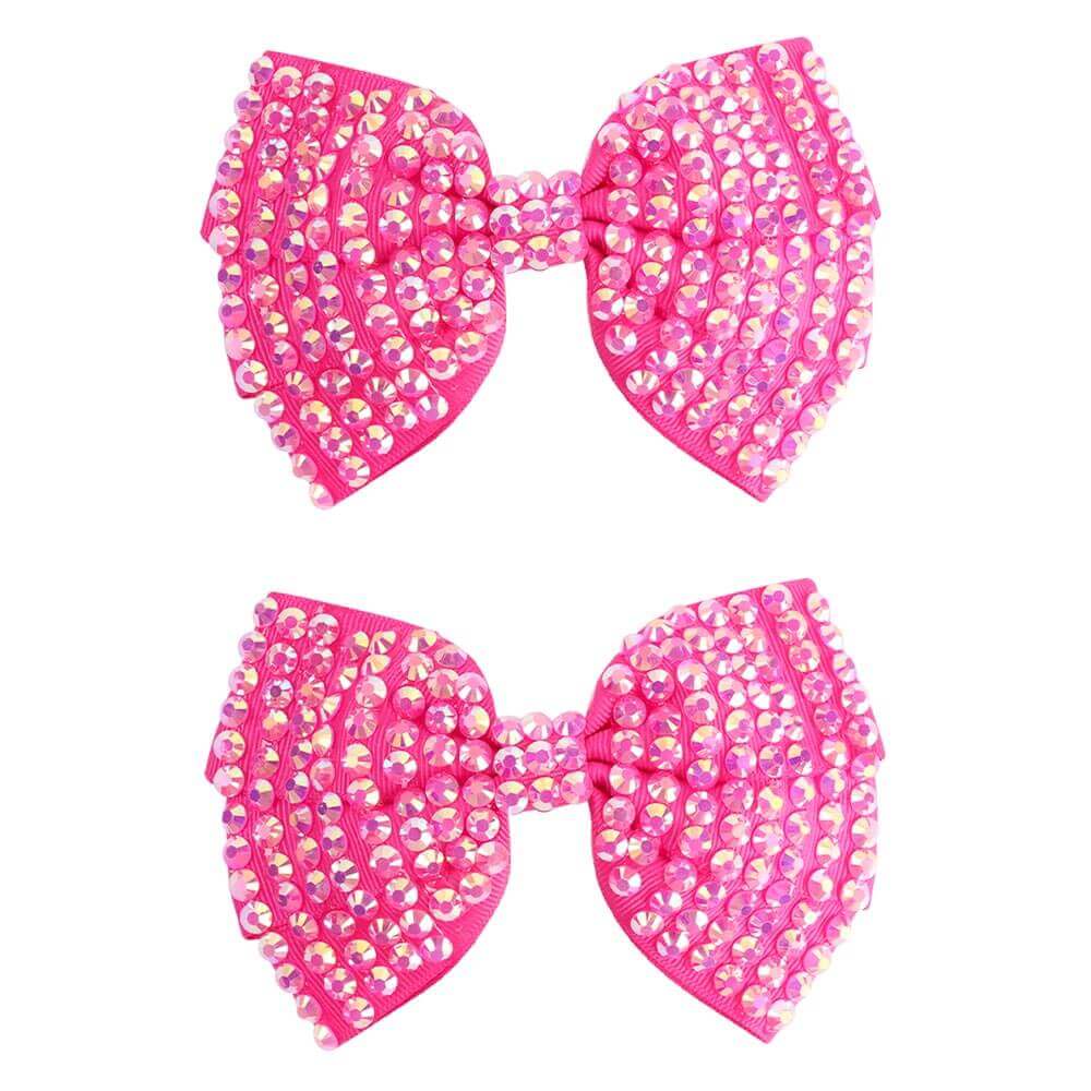2PCS 5'' Rhinestone Girl Hair Bows