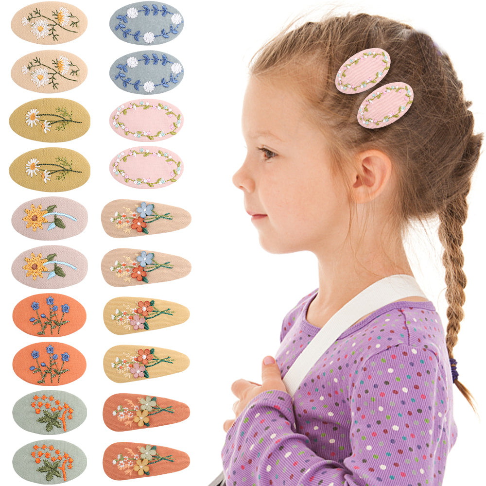 2PCS Embroidered Fruit Flower Snap Clips