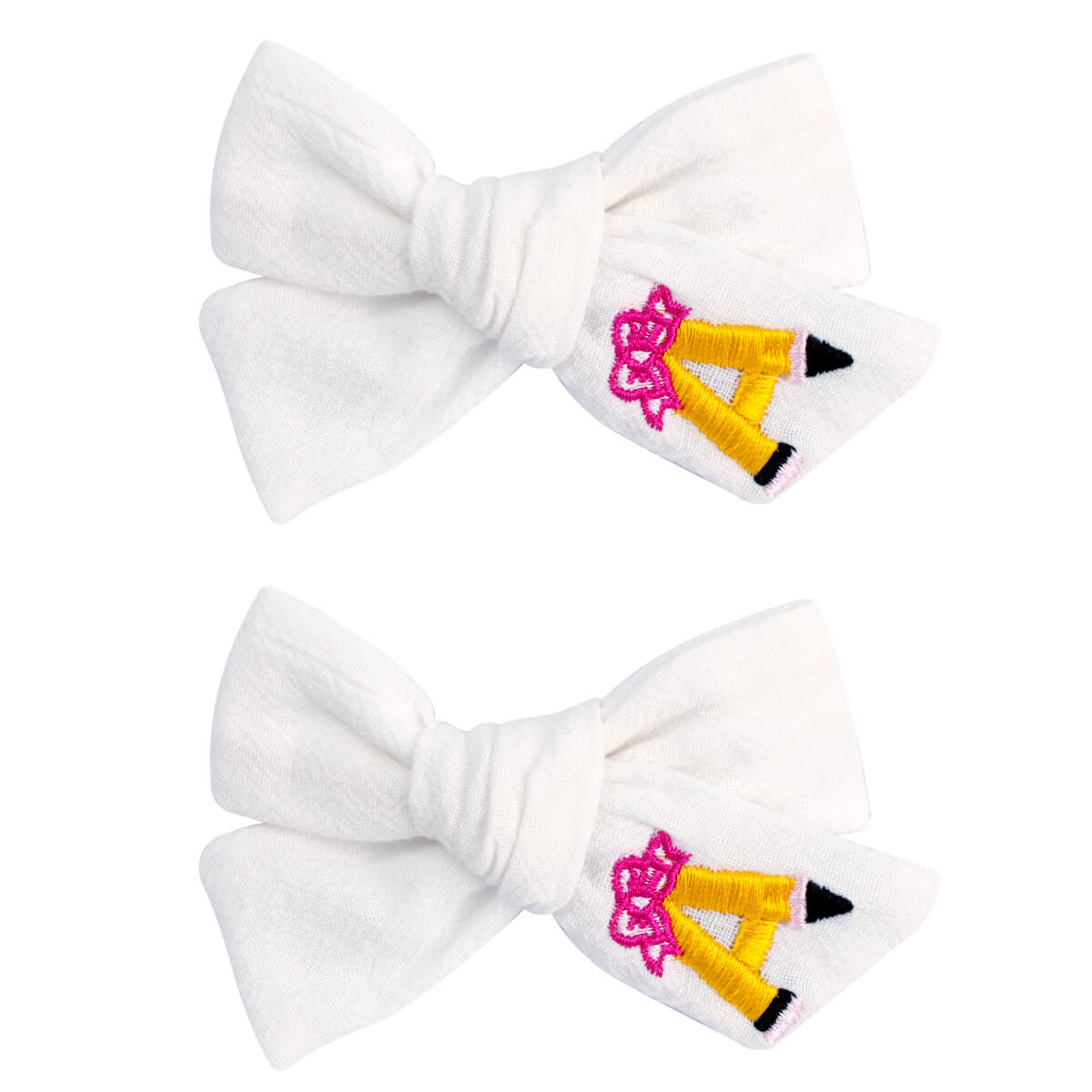 2PCS Back to School Embroidery Hair Bows