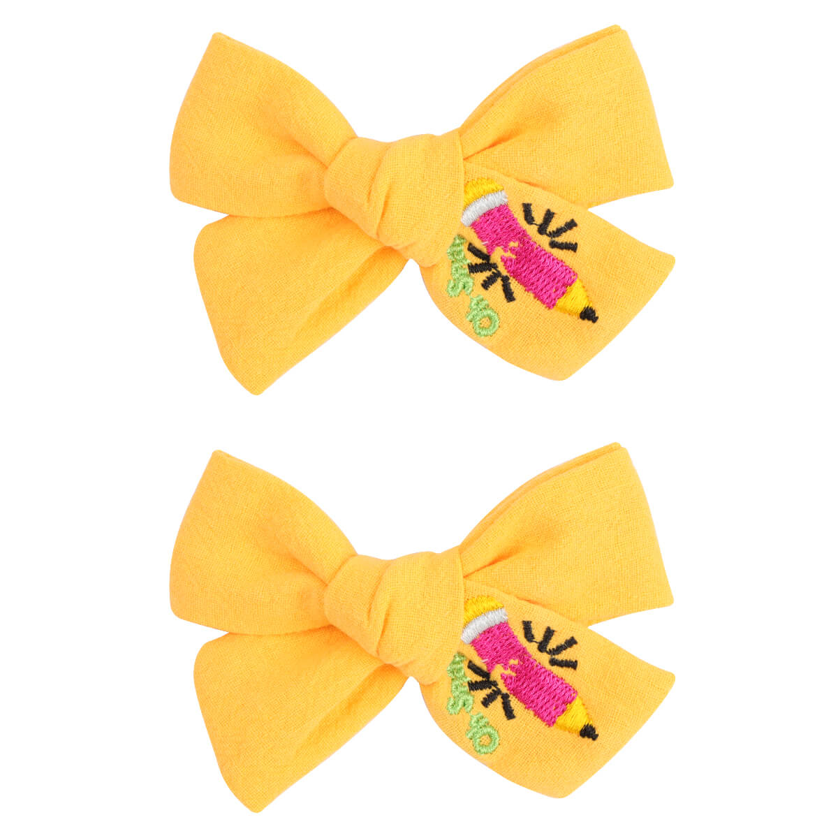 2PCS Back to School Embroidery Hair Bows