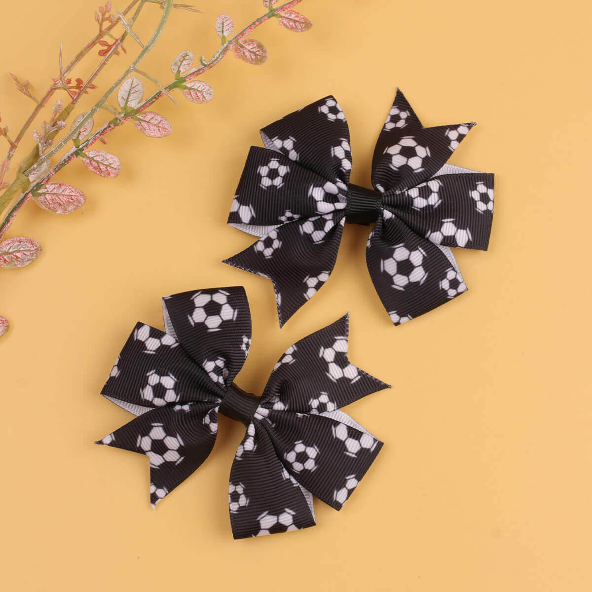 2PCS Football Sport Pinwheel Hair Bows