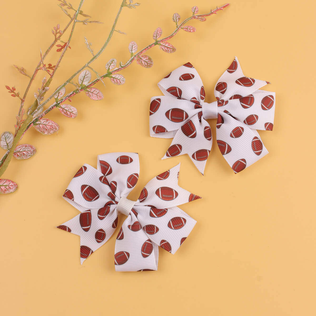 2PCS Football Sport Pinwheel Hair Bows