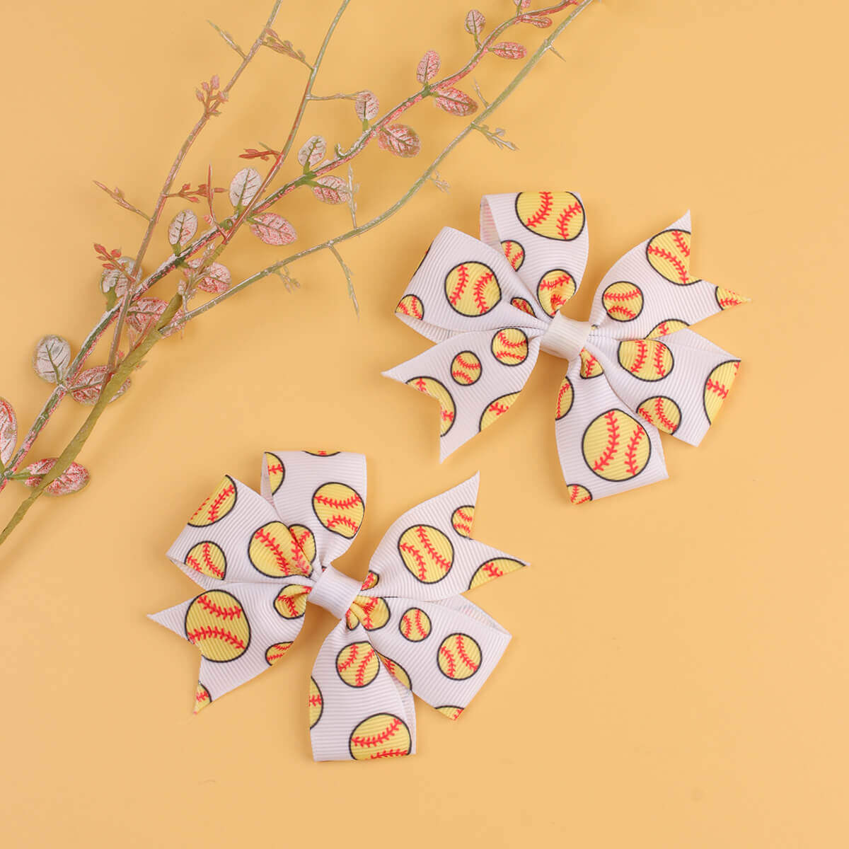 2PCS Sport Pattern Pinwheel Hair Bows