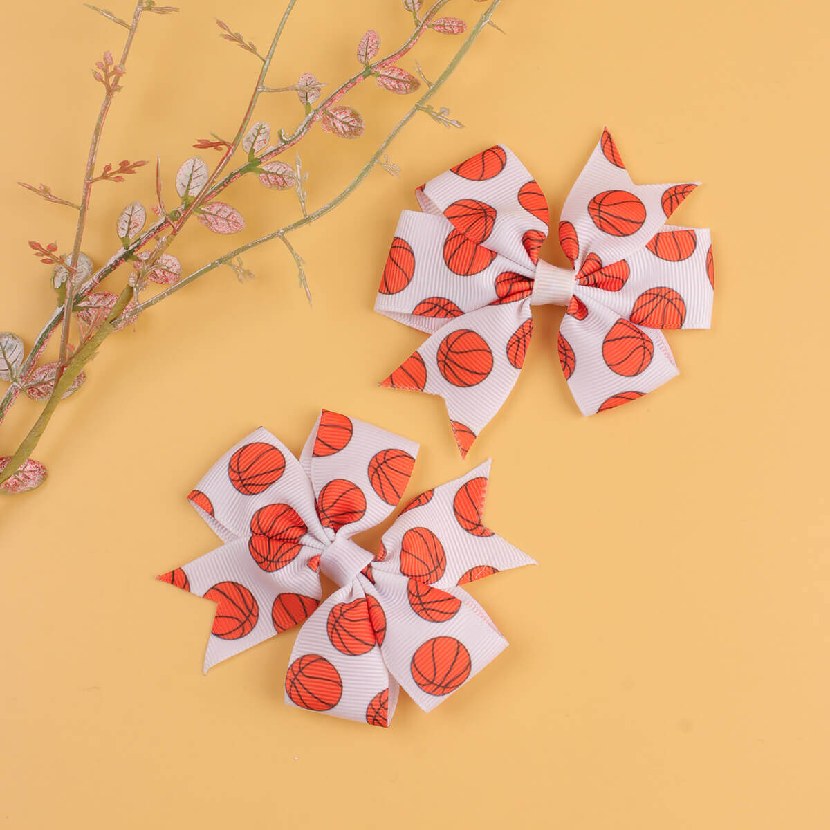 2PCS Basketball Pattern Pinwheel Hair Bows