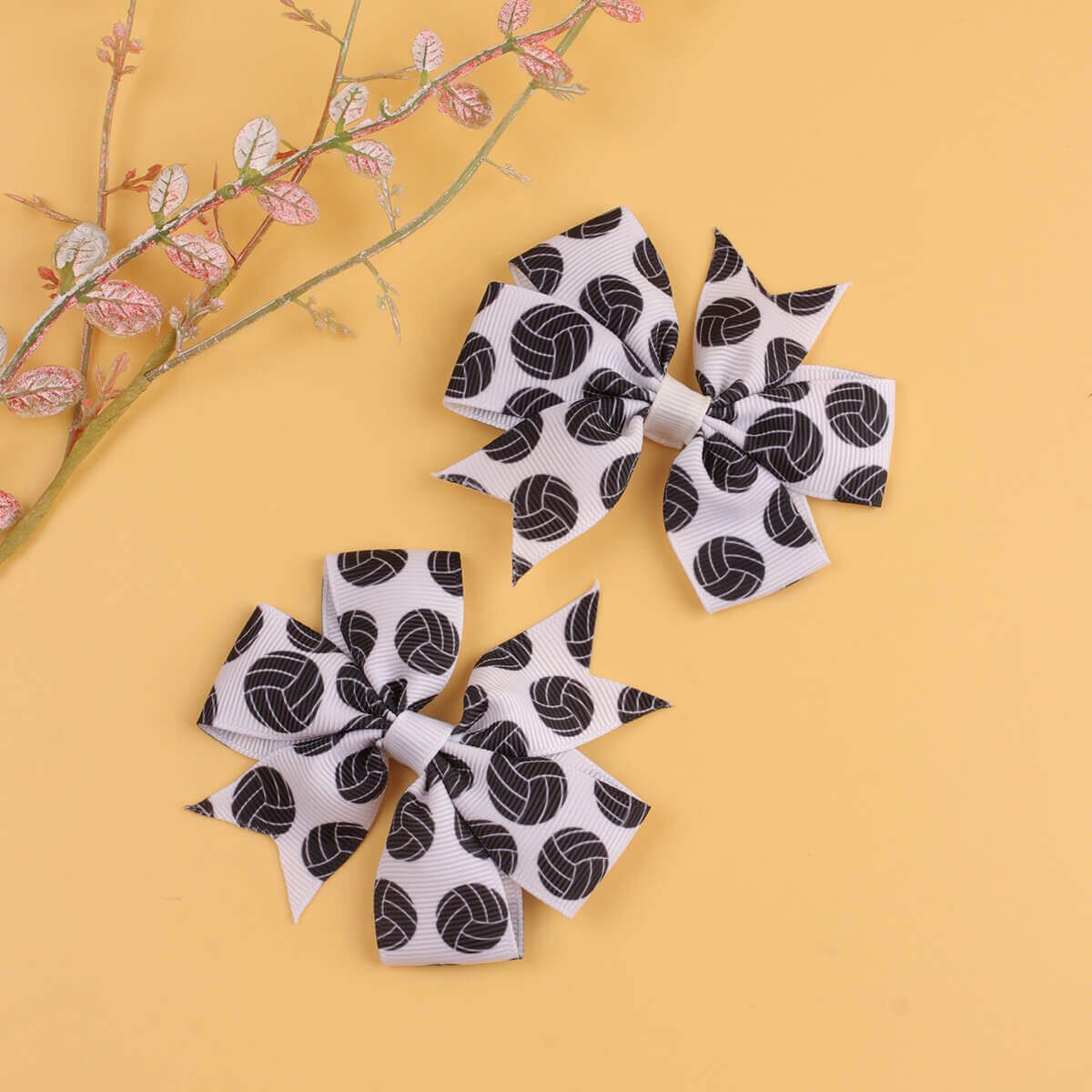 2PCS volleyball pattern pinwheel bow