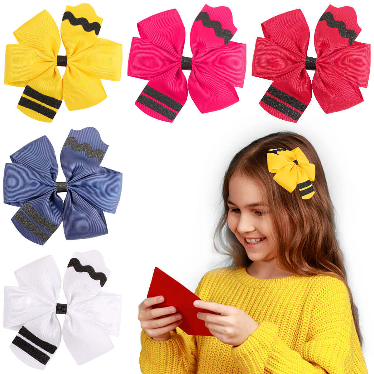 New Back to School Pencil Hair Bows