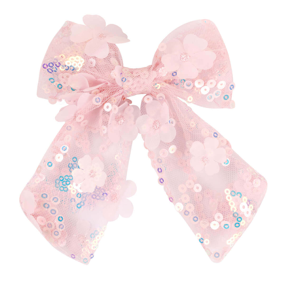 Lace Flower Laser Sequin Hair Bows