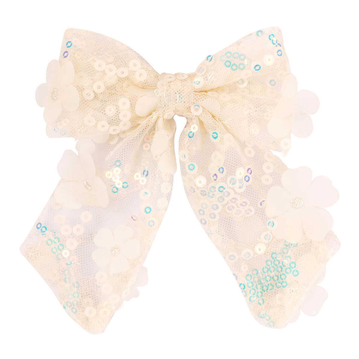 Lace Flower Laser Sequin Hair Bows