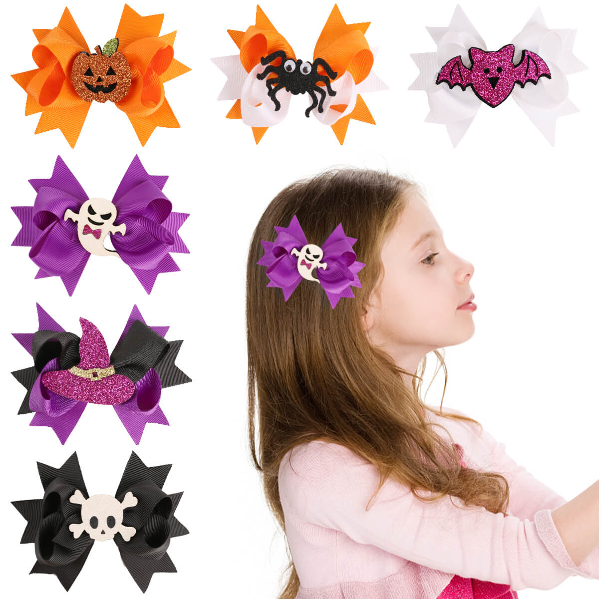 Girls Halloween Hair Bows