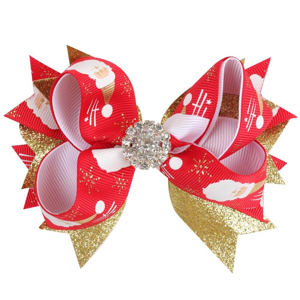 5.5'' Christmas Crystal Plaid Hair Bows