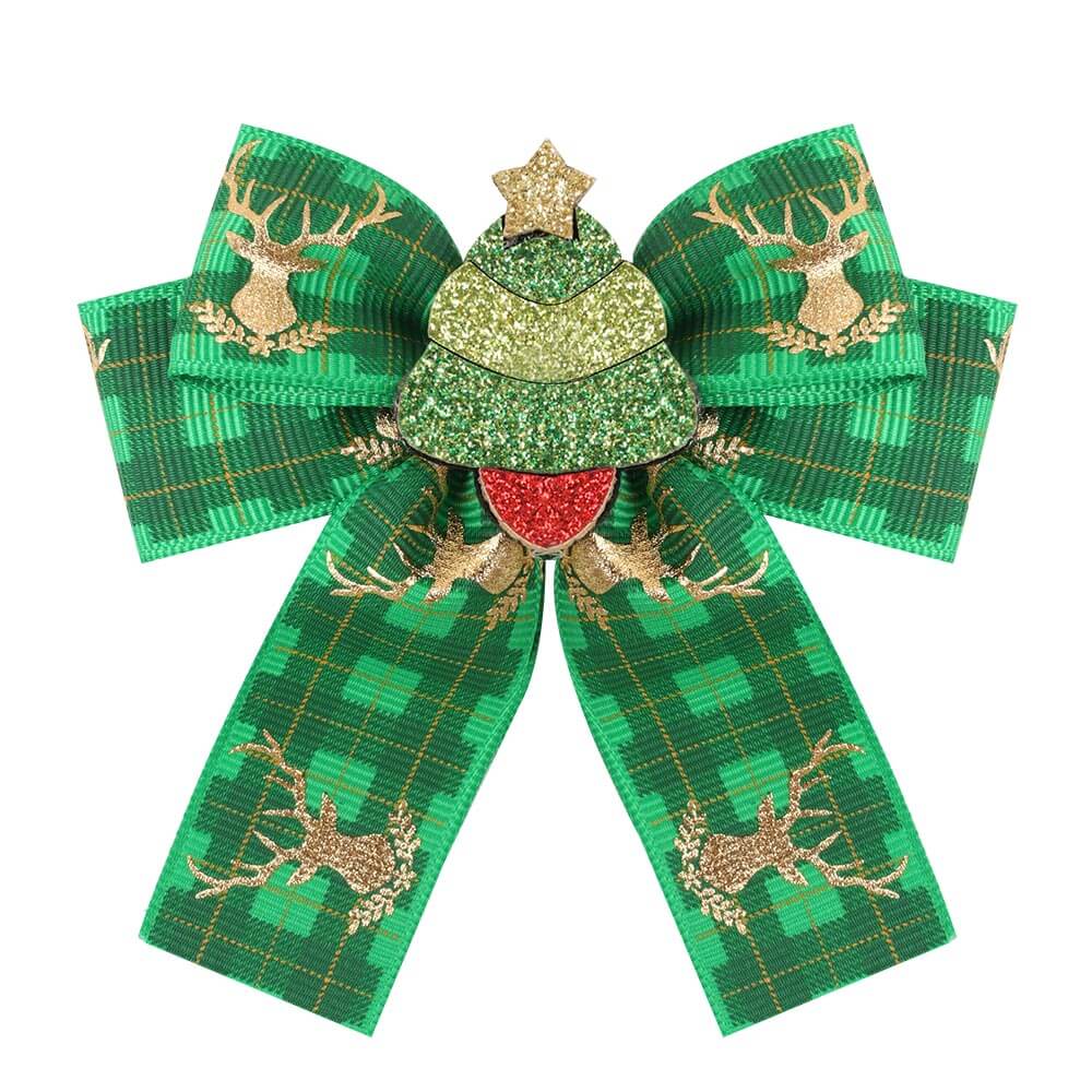 3'' Christmas Golden Elk Hair Bows