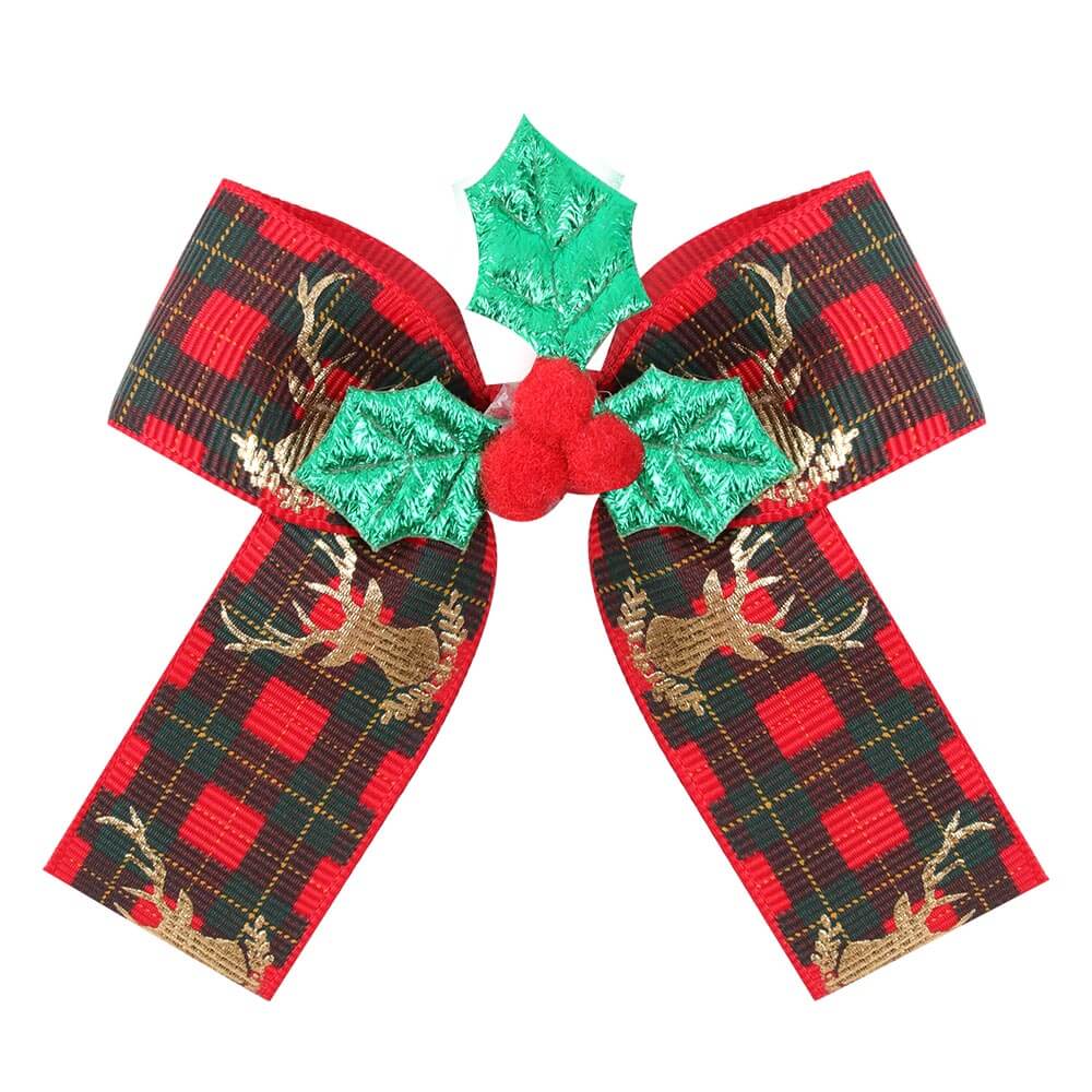 3'' Christmas Golden Elk Hair Bow