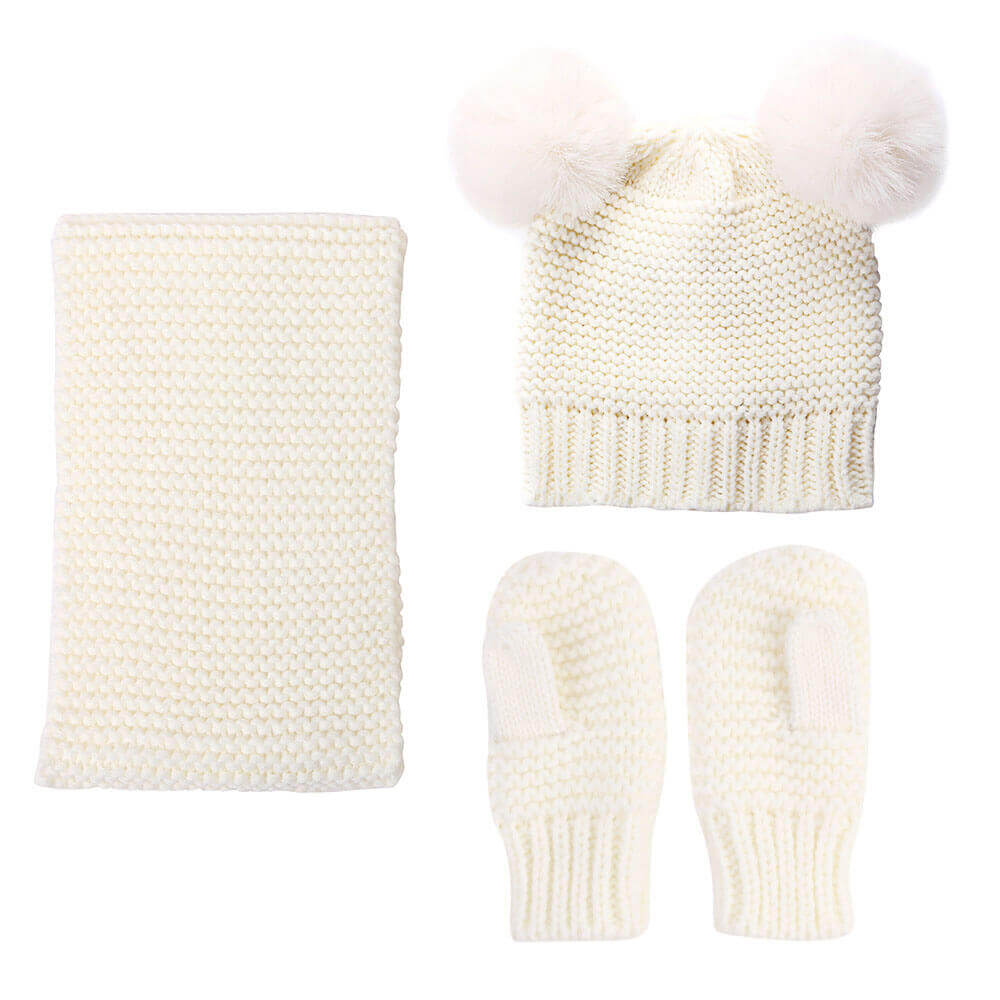 Woolen Warm Baby Hat Scarf and Gloves Set