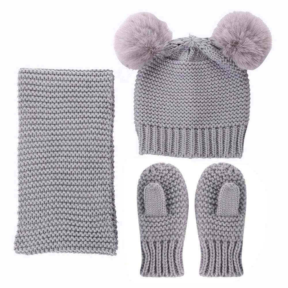 Woolen Warm Baby Hat Scarf and Gloves Set