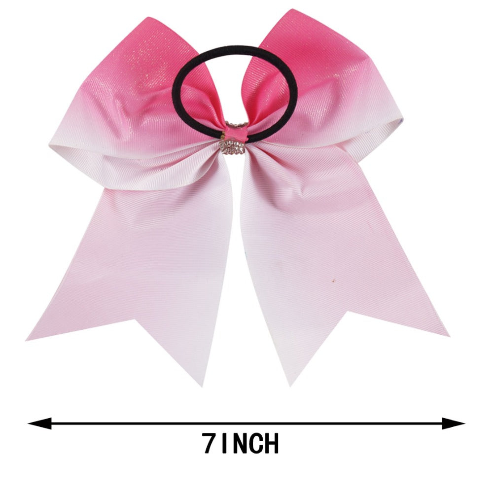 20PCS Gradient Pink Glitter Cheer Bows