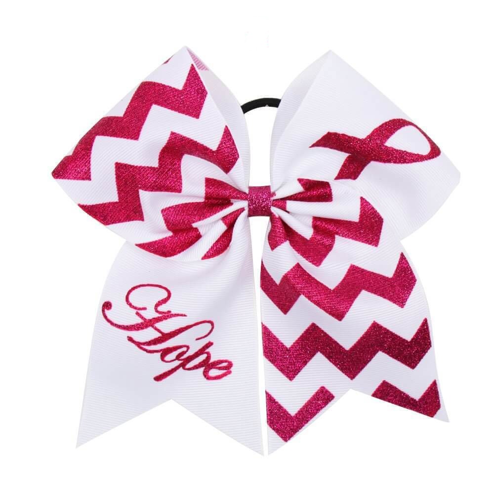 Breast Cancer Awareness Pink Glitter Cheer Bows