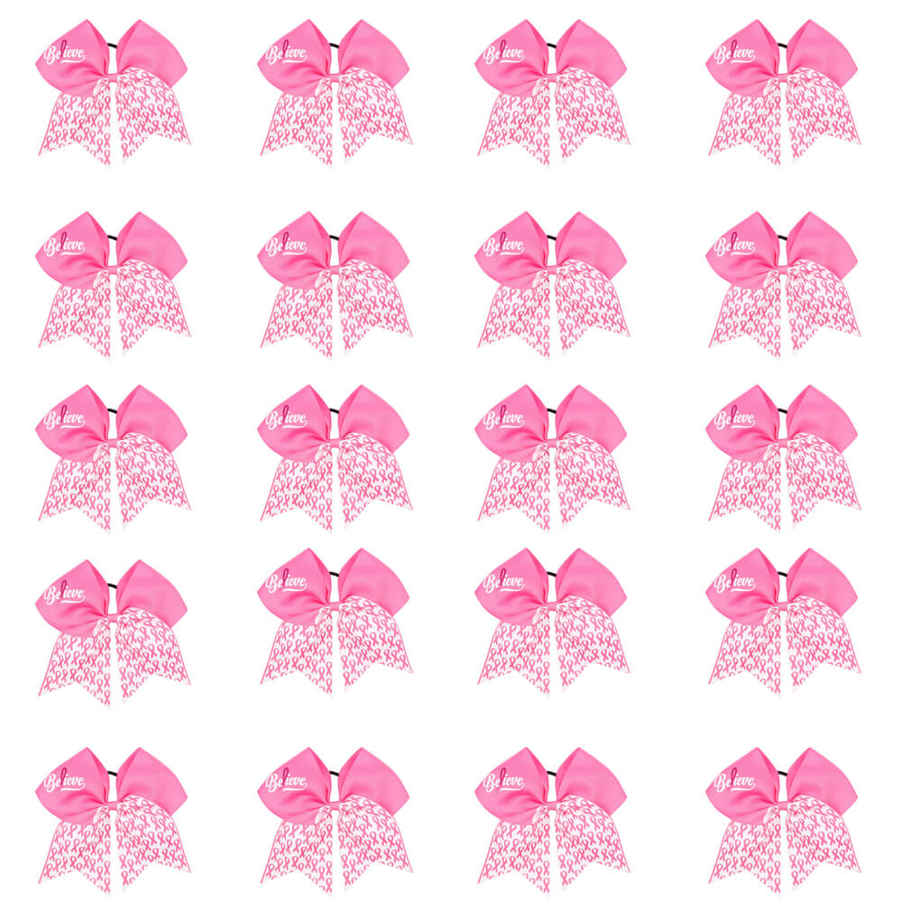 20PCS Large Breast Cancer Awareness Cheer Bows