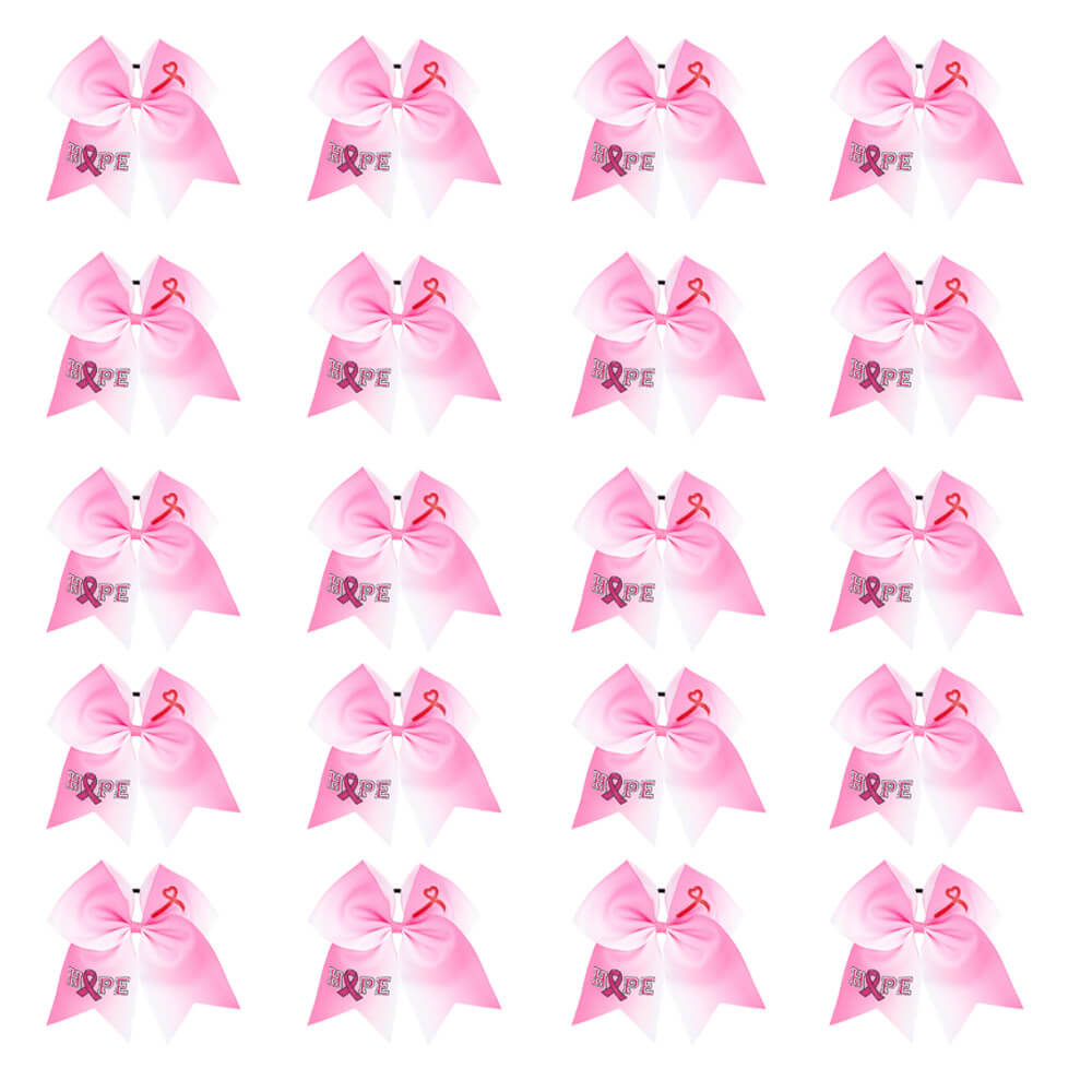 20PCS Large Breast Cancer Awareness Cheer Bows