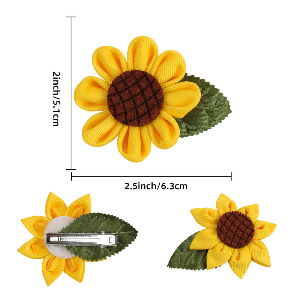 2PCS Cute Girl Sunflower Hair Clips