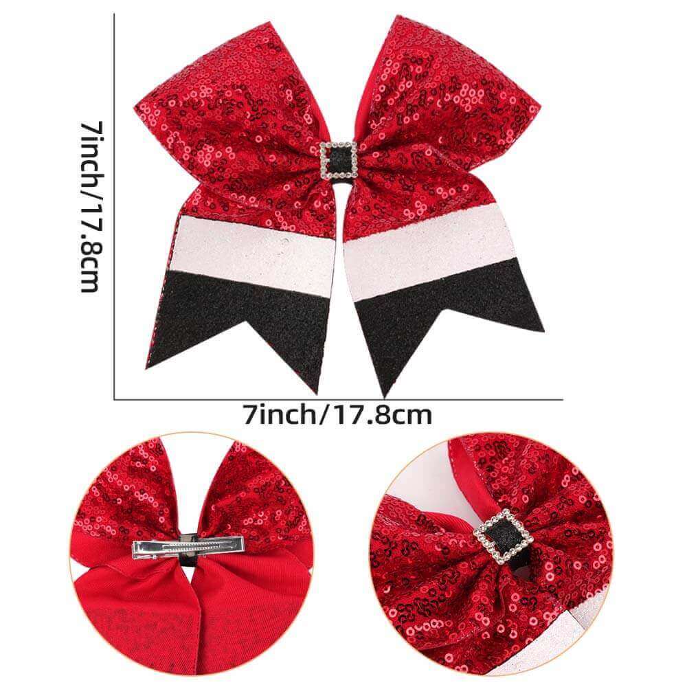 7'' Christmas Rhinestone Cheer Bows
