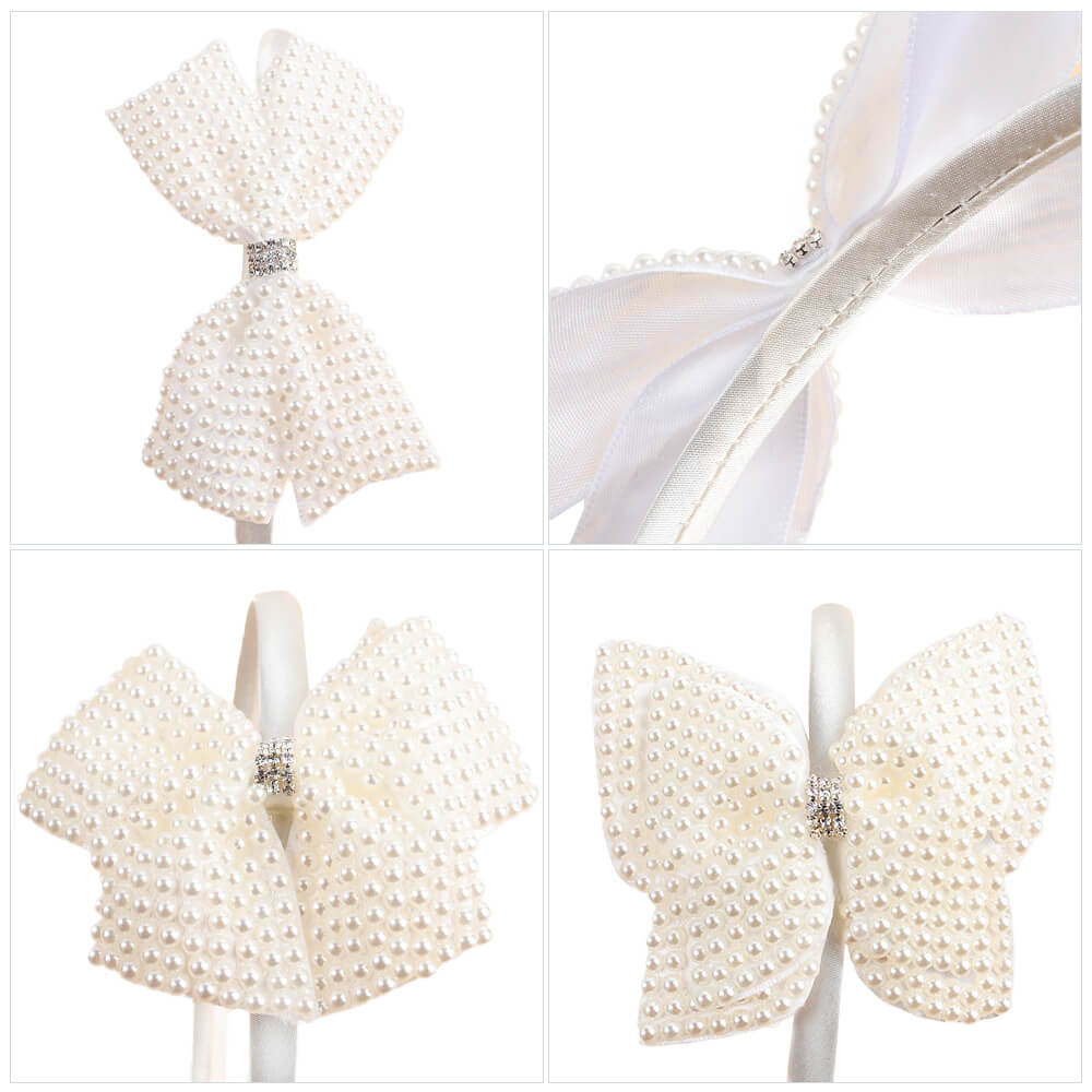 Pearl Rhinestone Bow Girl Headbands
